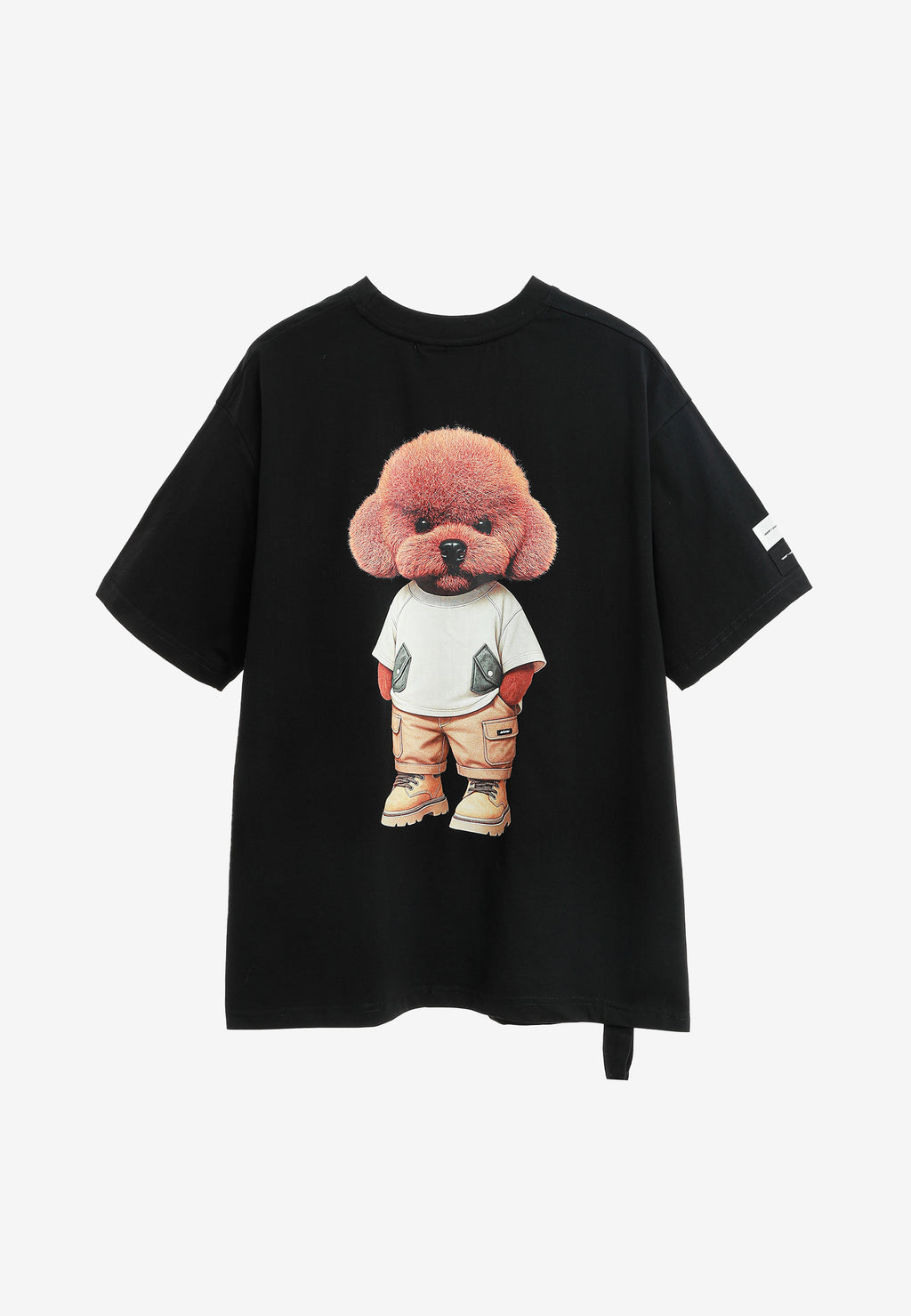 Camiseta TEDDY de corte regular con bordado frontal y print Streetwear Dog en la espalda | MWM [PS_COLORS:BLACK]