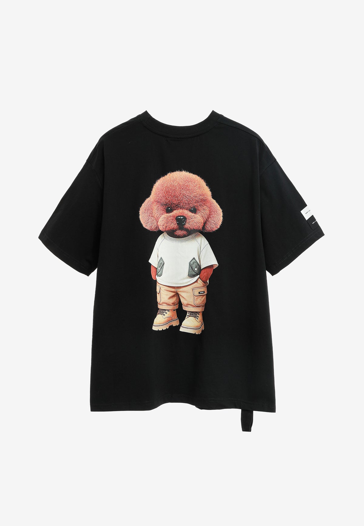 Camiseta TEDDY de corte regular con bordado frontal y print Streetwear Dog en la espalda | MWM [PS_COLORS:BLACK]