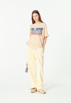 Camiseta TEDDY de corte regular con bordado frontal y print Streetwear Dog en la espalda | MWM [PS_COLORS:ECRU]