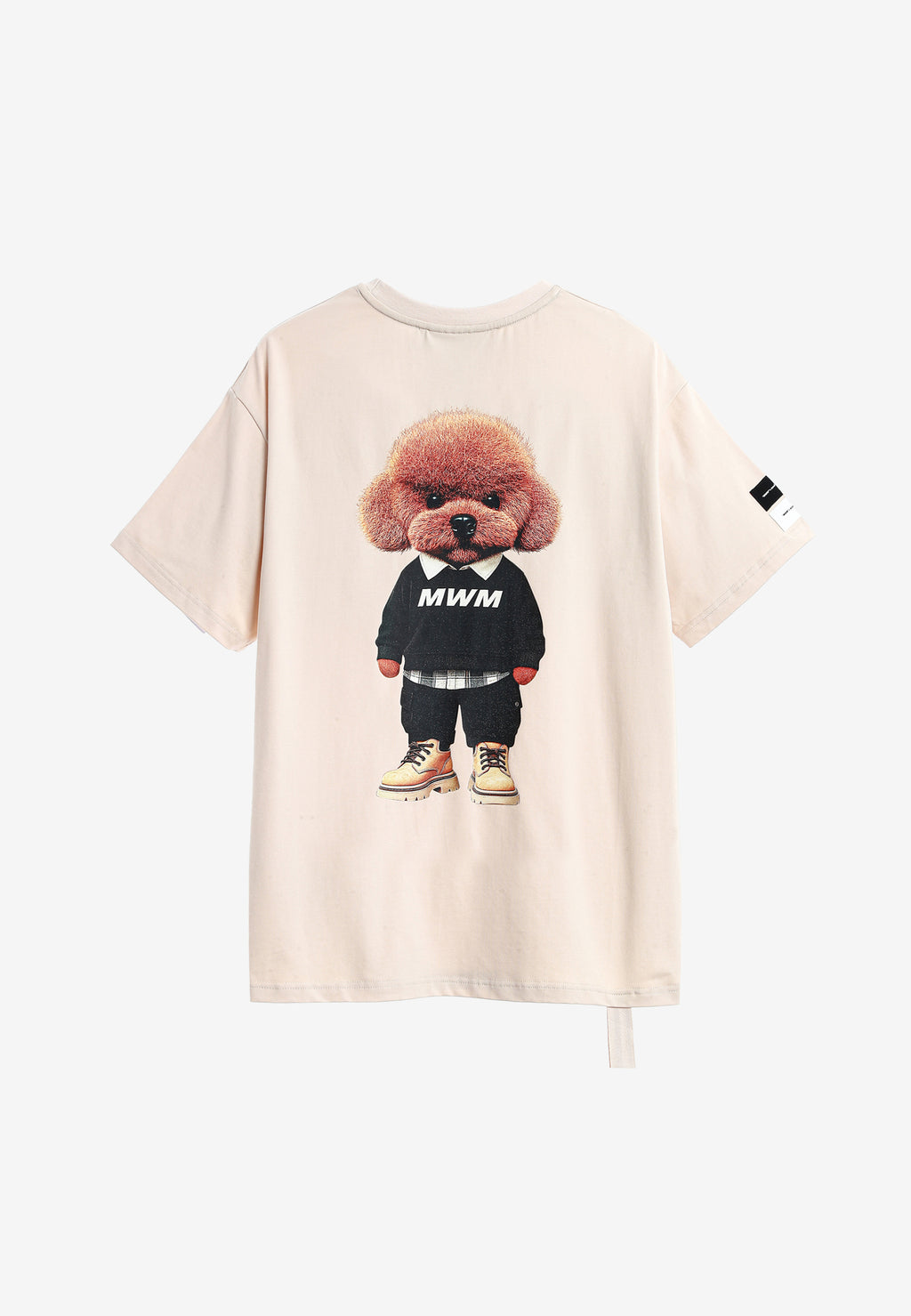 Camiseta TEDDY de corte regular con bordado frontal y print Streetwear Dog en la espalda | MWM [PS_COLORS:ECRU]