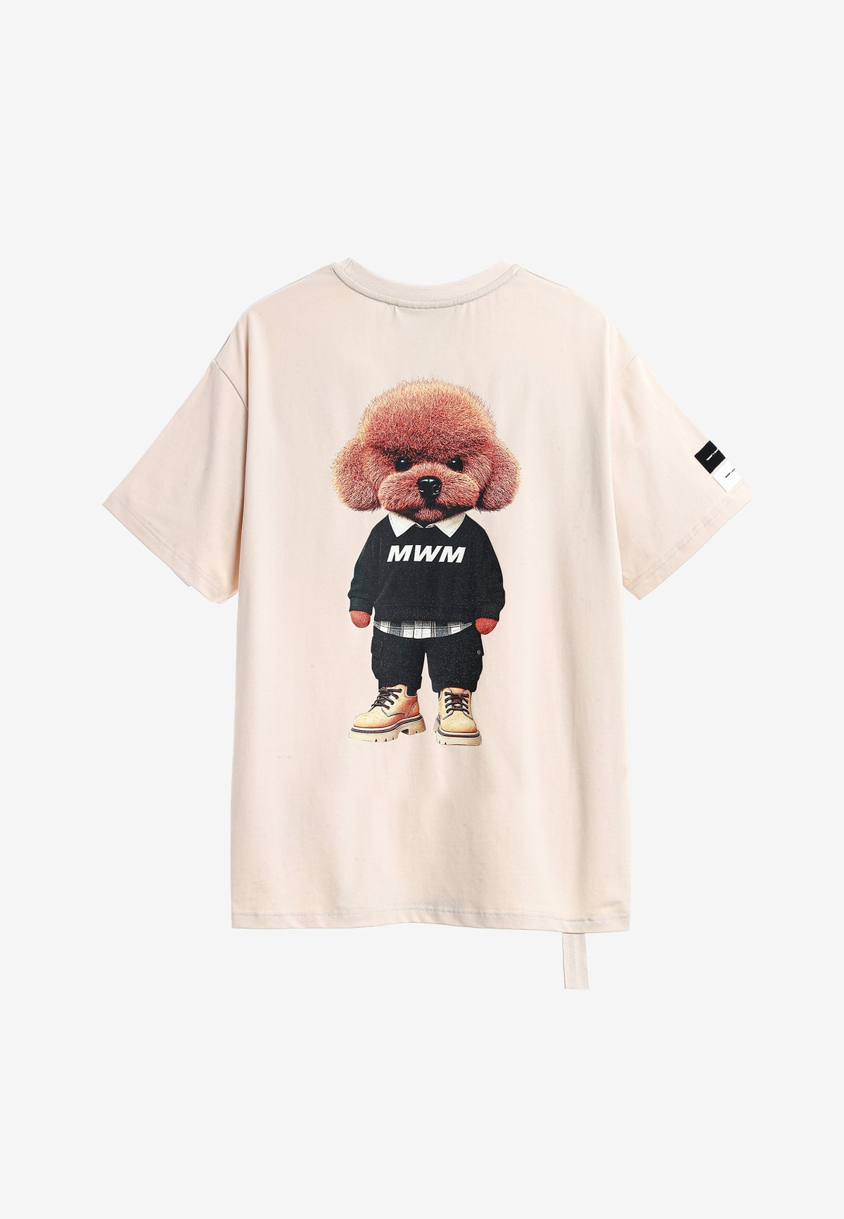 Camiseta TEDDY de corte regular con bordado frontal y print Streetwear Dog en la espalda | MWM [PS_COLORS:ECRU]