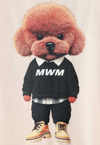 Camiseta TEDDY de corte regular con bordado frontal y print Streetwear Dog en la espalda | MWM [PS_COLORS:ECRU]
