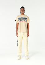 Camiseta TEDDY de corte regular con bordado frontal y print Streetwear Dog en la espalda | MWM [PS_COLORS:ECRU]