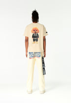 Camiseta TEDDY de corte regular con bordado frontal y print Streetwear Dog en la espalda | MWM [PS_COLORS:ECRU]