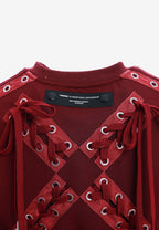 Sudadera corta con cordones en mangas y X de cordones cruzados | MWM [PS_COLORS:BURGUNDY]