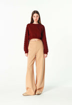 Sudadera corta con cordones en mangas y X de cordones cruzados | MWM [PS_COLORS:BURGUNDY]