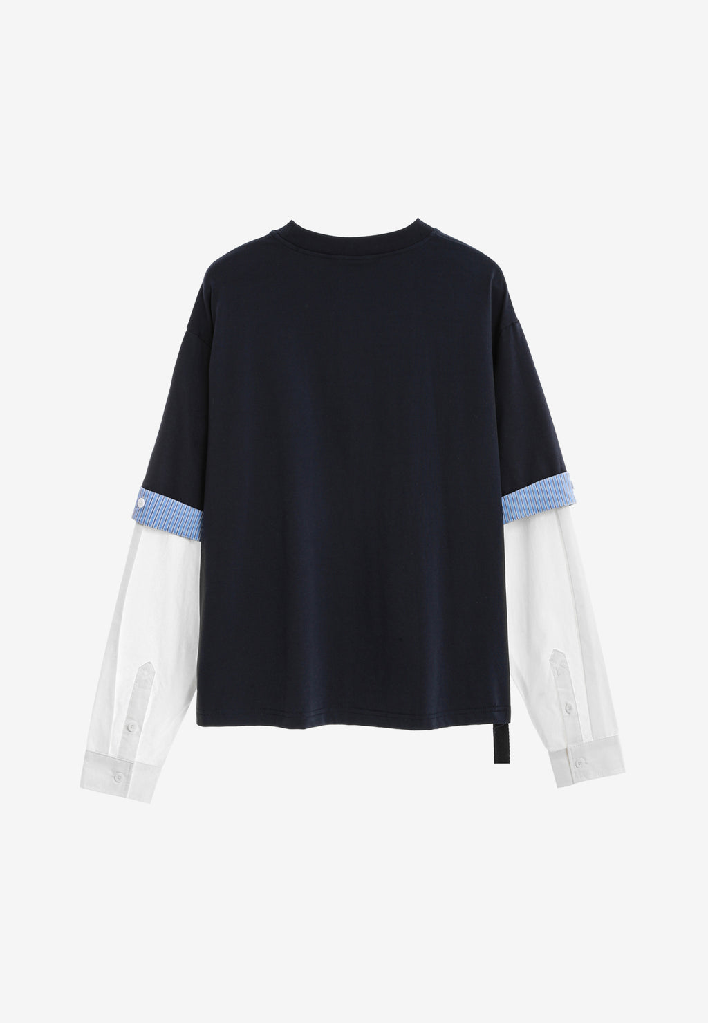 Camiseta de doble capa con manga larga de camisa y bolsillo frontal | MWM [PS_COLORS:NAVY]