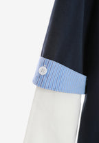 Camiseta de doble capa con manga larga de camisa y bolsillo frontal | MWM [PS_COLORS:NAVY]