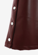 Pantalón de pierna ancha efecto piel con botones metálicos laterales | MWM [PS_COLORS:BURGUNDY]