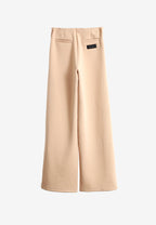 Pantalón palazzo de mujer de pierna ancha con efecto faja y tachuelas laterales | MWM [PS_COLORS:BEIGE]