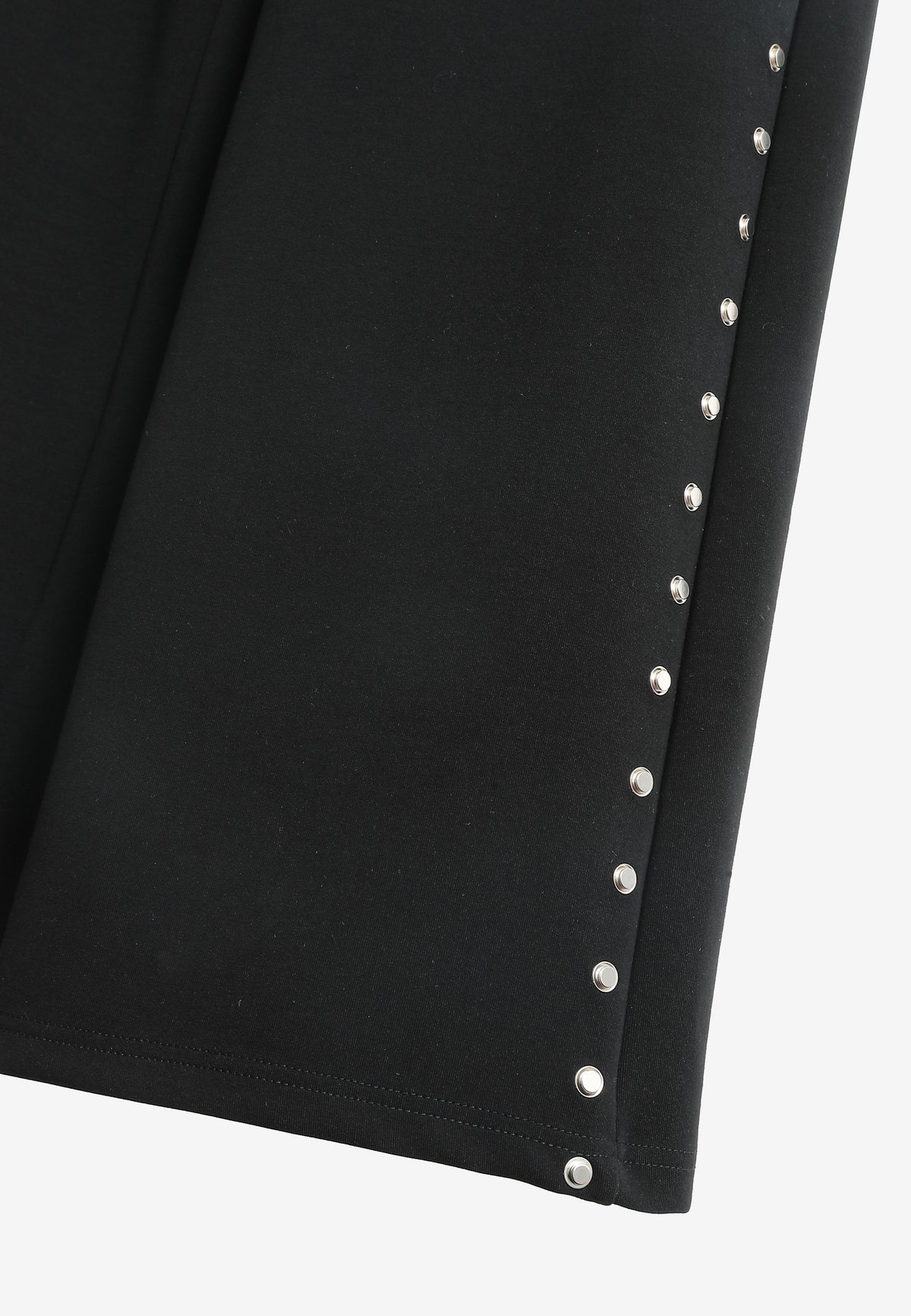 Pantalón palazzo de mujer de pierna ancha con efecto faja y tachuelas laterales | MWM [PS_COLORS:BLACK]