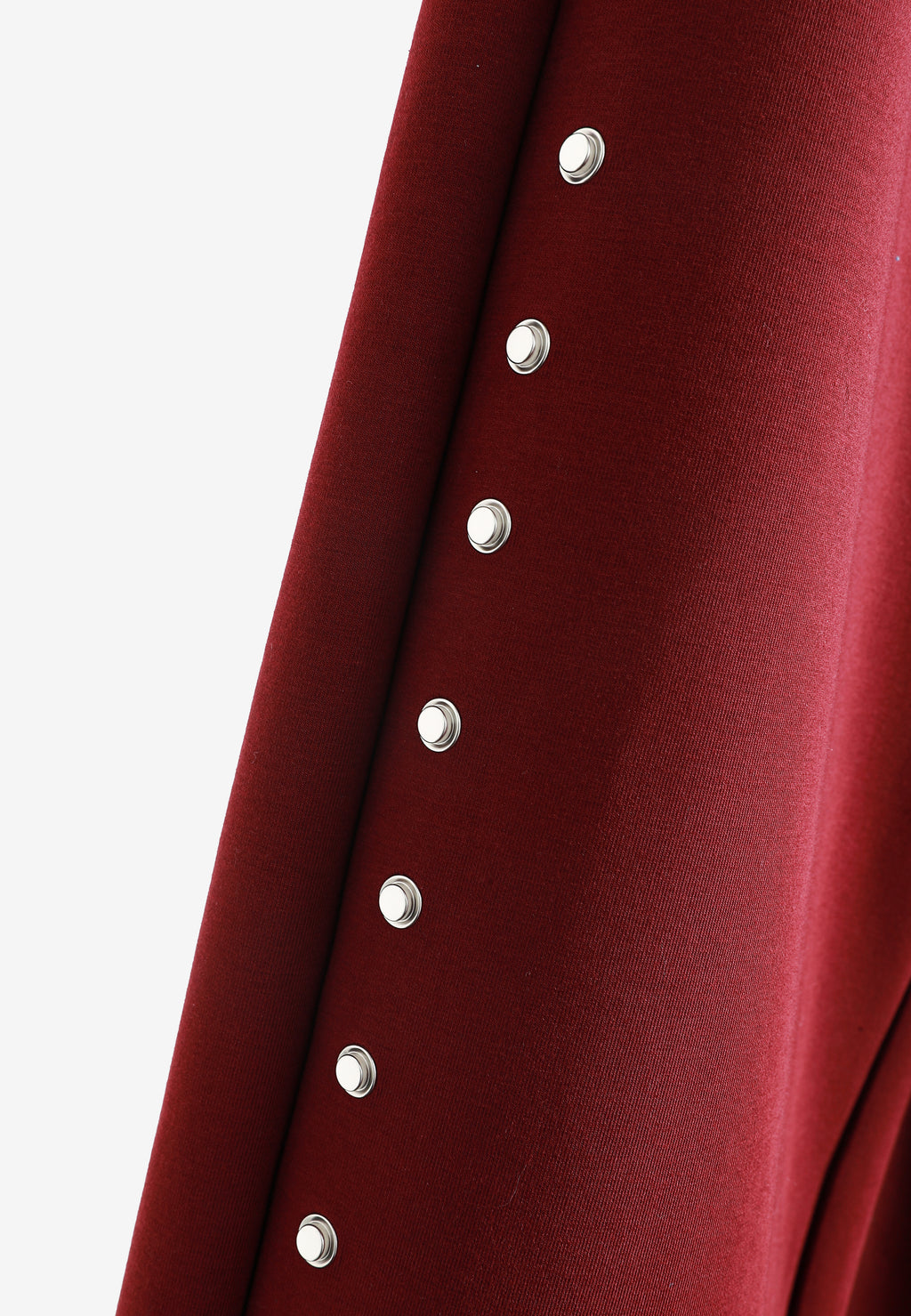 Pantalón palazzo de mujer de pierna ancha con efecto faja y tachuelas laterales | MWM [PS_COLORS:BURGUNDY]