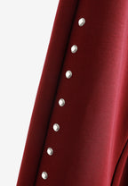 Pantalón palazzo de mujer de pierna ancha con efecto faja y tachuelas laterales | MWM [PS_COLORS:BURGUNDY]