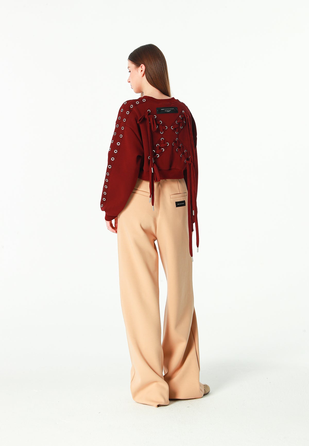 Pantalón palazzo de mujer de pierna ancha con efecto faja | MWM [PS_COLORS:BEIGE]