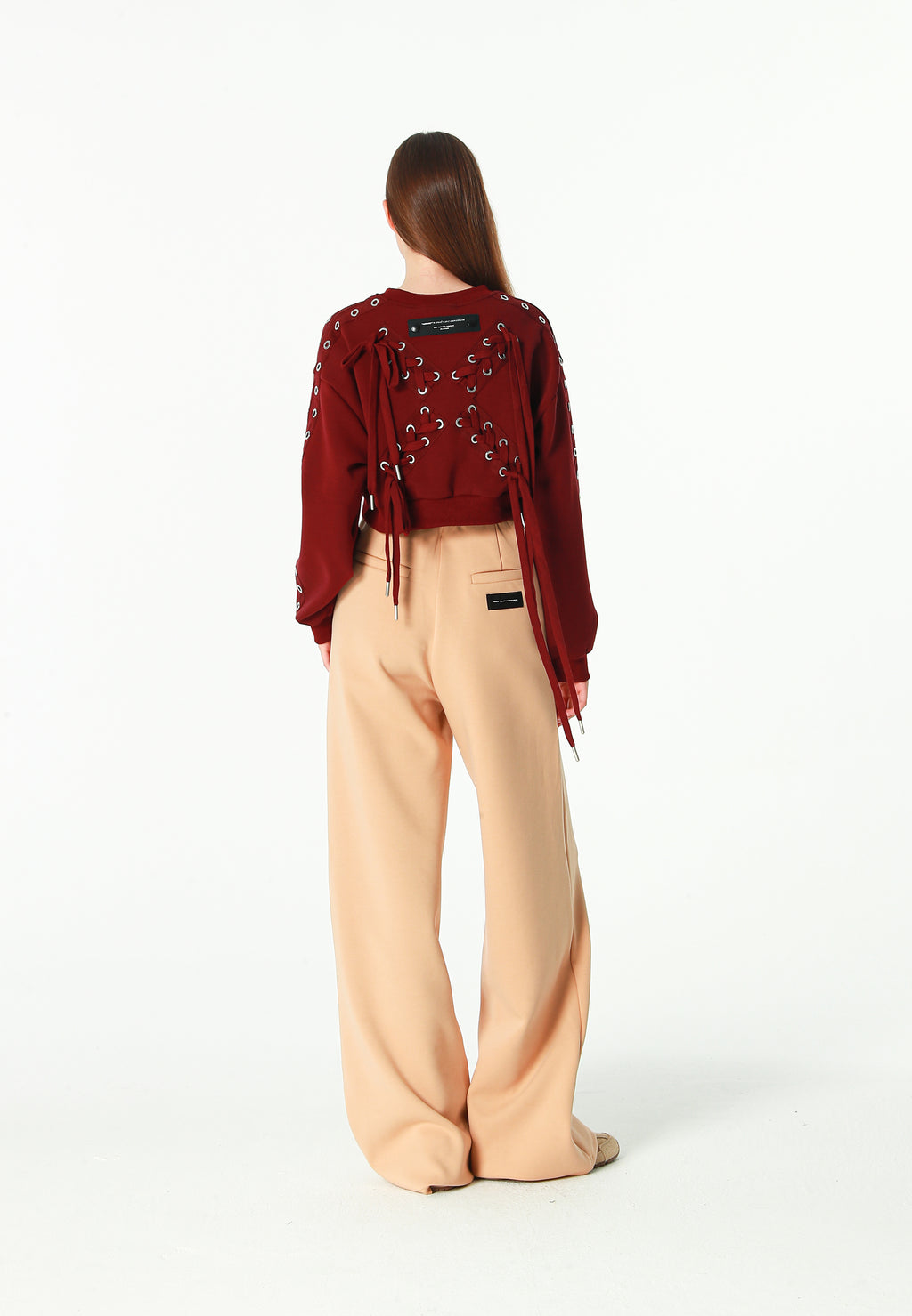 Pantalón palazzo de mujer de pierna ancha con efecto faja | MWM [PS_COLORS:BEIGE]
