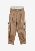 Pantalón cargo de corte relajado con doble cintura y bolsillos laterales | MWM [PS_COLORS:BEIGE]