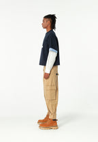 Pantalón cargo de corte relajado con doble cintura y bolsillos laterales | MWM [PS_COLORS:BEIGE]