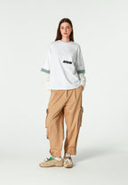 Pantalón cargo de corte relajado con doble cintura y bolsillos laterales | MWM [PS_COLORS:BEIGE]