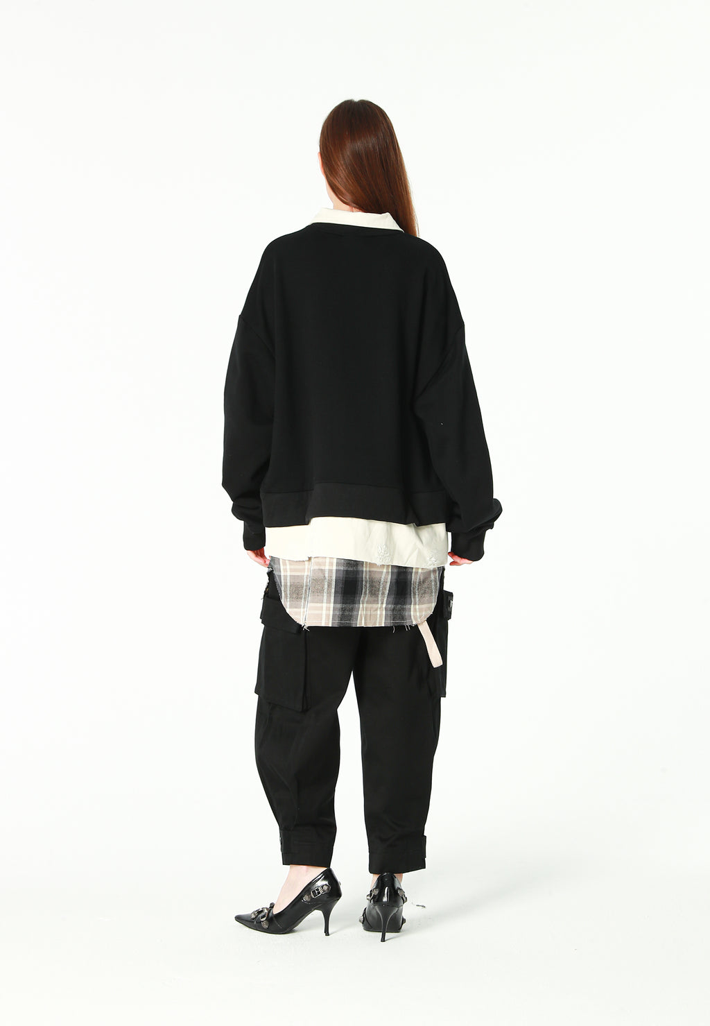Pantalón cargo de corte relajado con doble cintura y bolsillos laterales | MWM [PS_COLORS:BLACK]