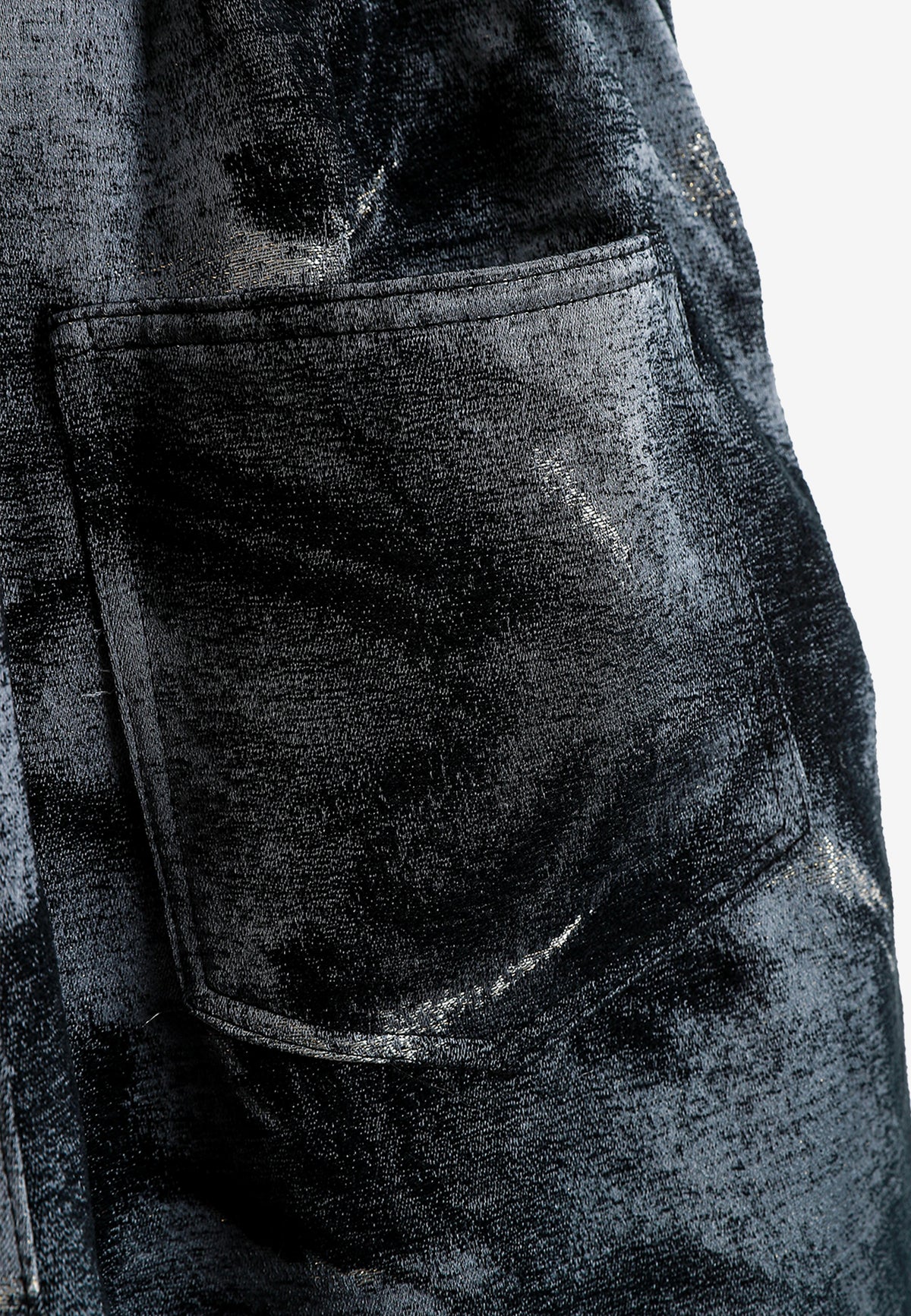 Pantalón de corte recto y relajado en jacquard de chenilla con brillo | MWM [PS_COLORS:BLACK]