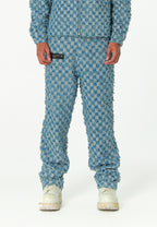 Pantalón de corte recto y relajado en jacquard de chenilla con brillo | MWM [PS_COLORS:BLUE]