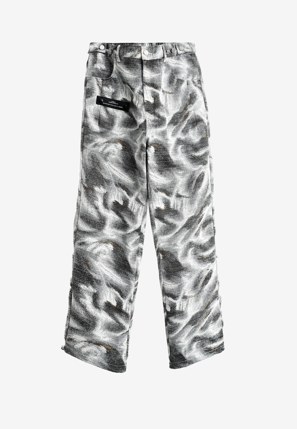 Pantalón de corte recto y relajado en jacquard de chenilla con brillo | MWM [PS_COLORS:GREY]