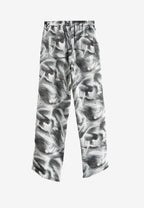 Pantalón de corte recto y relajado en jacquard de chenilla con brillo | MWM [PS_COLORS:GREY]