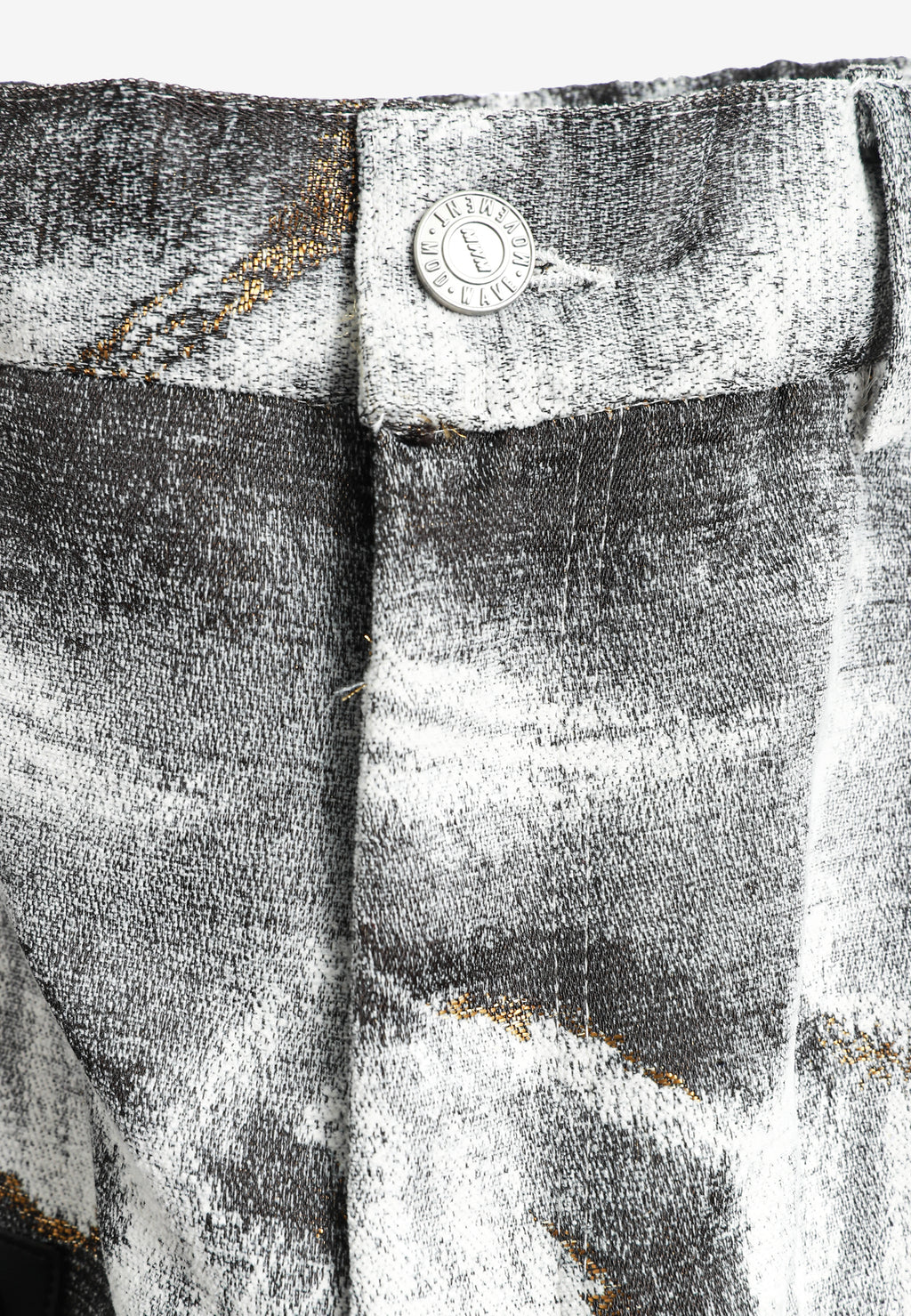 Pantalón de corte recto y relajado en jacquard de chenilla con brillo | MWM [PS_COLORS:GREY]