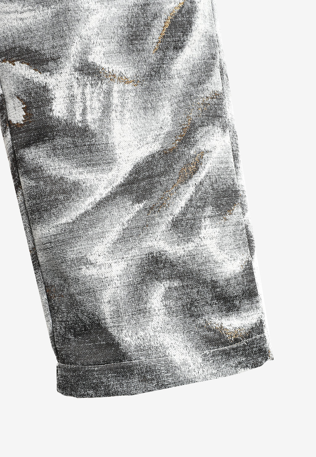 Pantalón de corte recto y relajado en jacquard de chenilla con brillo | MWM [PS_COLORS:GREY]