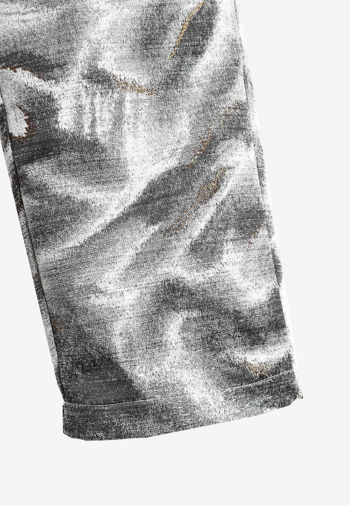 Pantalón de corte recto y relajado en jacquard de chenilla con brillo | MWM [PS_COLORS:GREY]