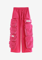 Pantalón técnico de pierna ancha con multibolsillos laterales y bajos ajustables | MWM [PS_COLORS:FUCHSIA]
