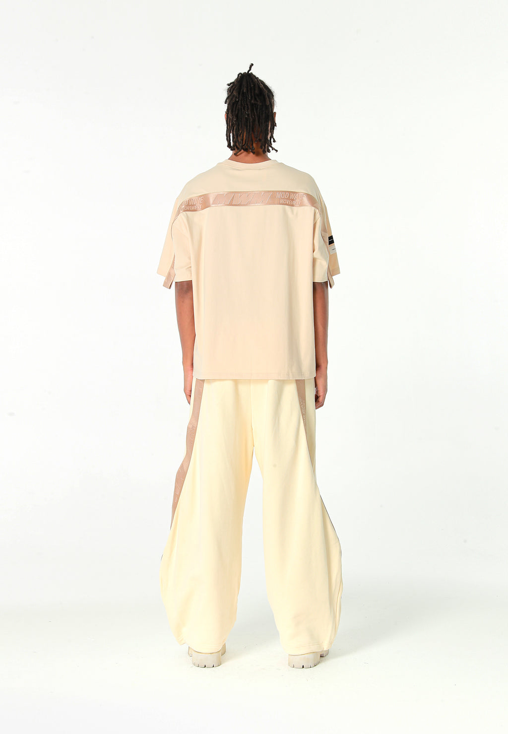 Pantalón barrel con cintas asimétricas MWM y bajos ajustables | MWM [PS_COLORS:BEIGE]