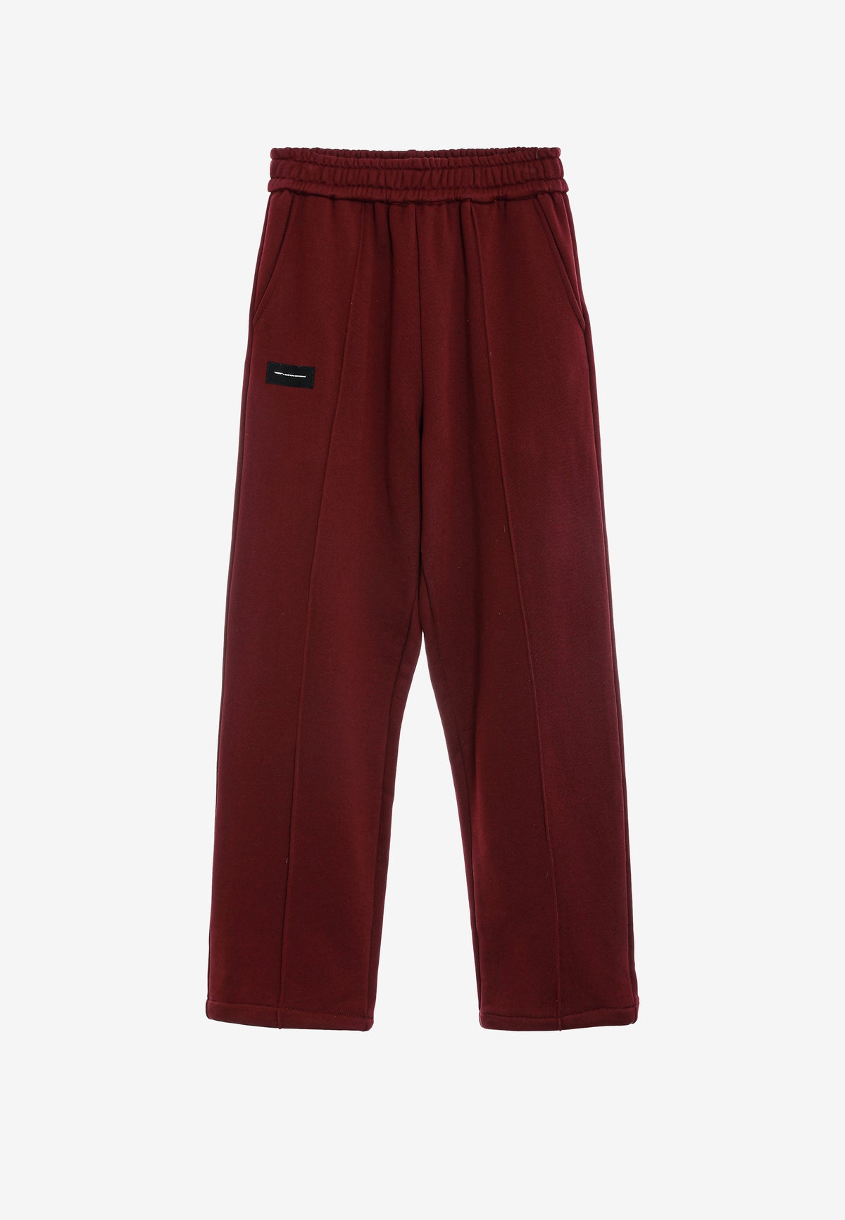 Pantalón basico de algodón de corte recto y relajado con cintura elástica | MWM [PS_COLORS:BURGUNDY]