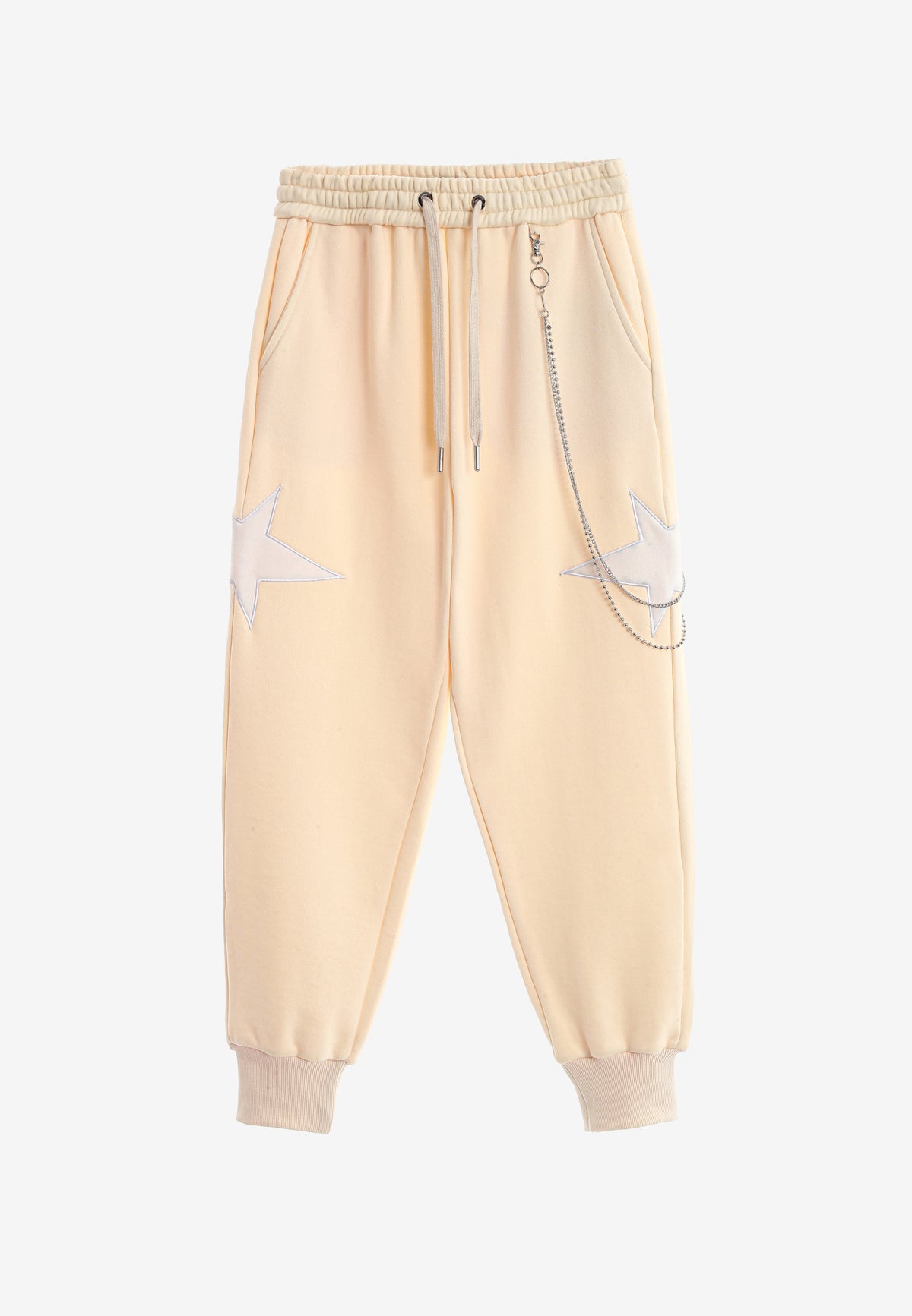 Pantalón jogger Wings con parches de estrellas y cadena lateral | MWM [PS_COLORS:BEIGE]