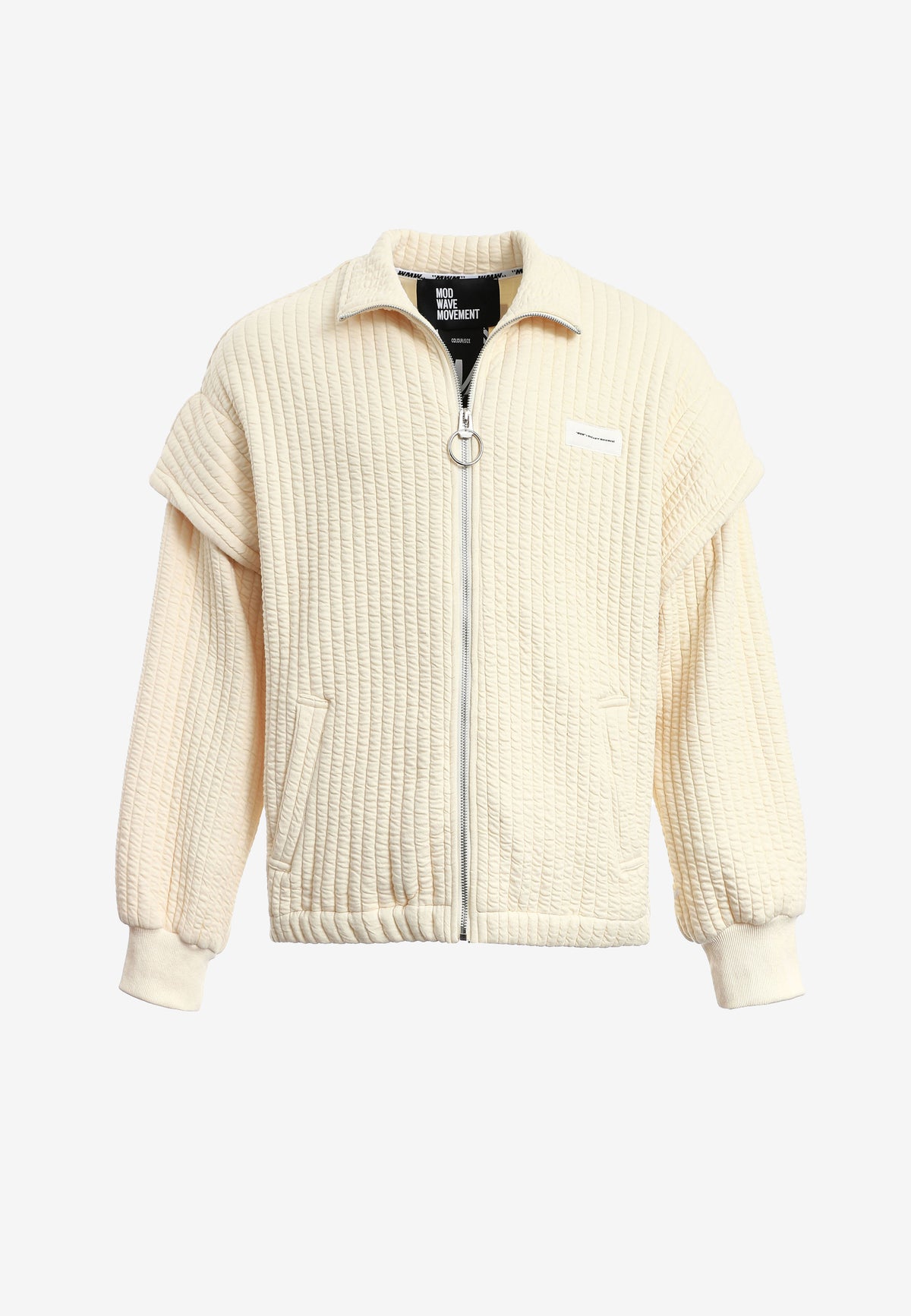 Chaqueta acolchada convertible en chaleco con mangas extraíbles y cuello alto | MWM [PS_COLORS:IVORY]