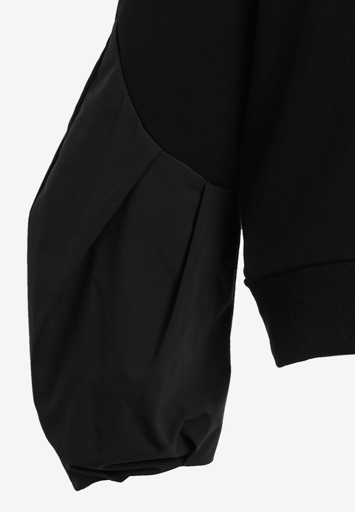 Sudadera corta y relajada con cuello en pico y mangas globo | MWM [PS_COLORS:BLACK]