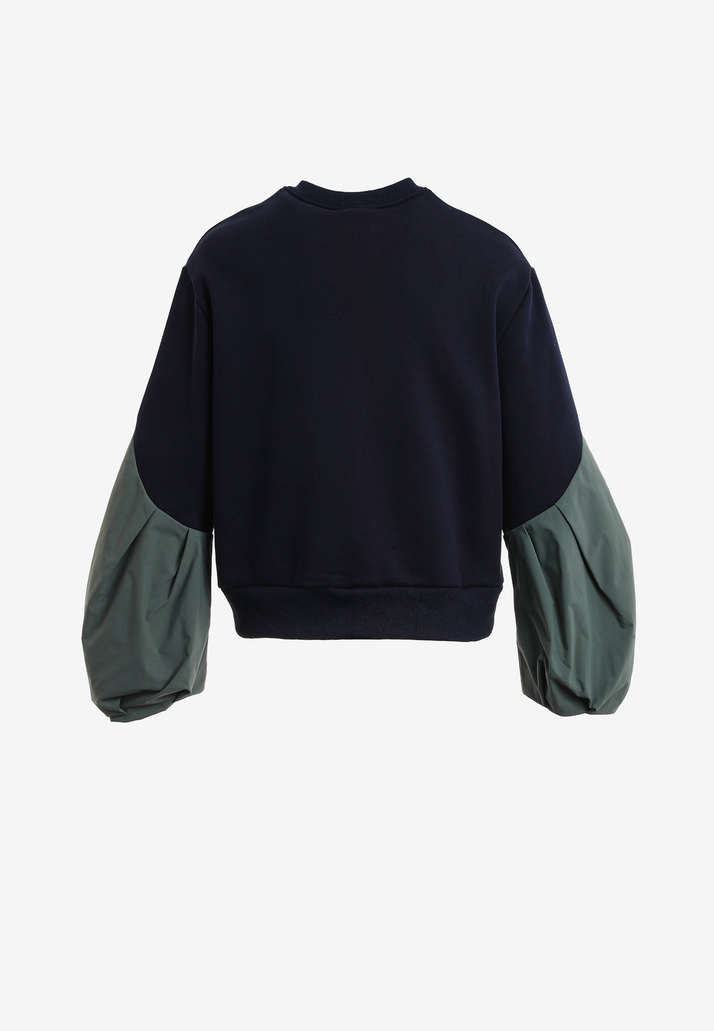 Sudadera corta y relajada con cuello en pico y mangas globo | MWM [PS_COLORS:NAVY]