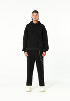 Sudadera corta con detalle triangular y X de cordones cruzados | MWM [PS_COLORS:BLACK]