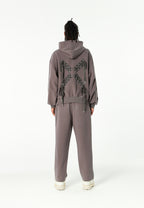 Sudadera corta con detalle triangular y X de cordones cruzados | MWM [PS_COLORS:GREY]