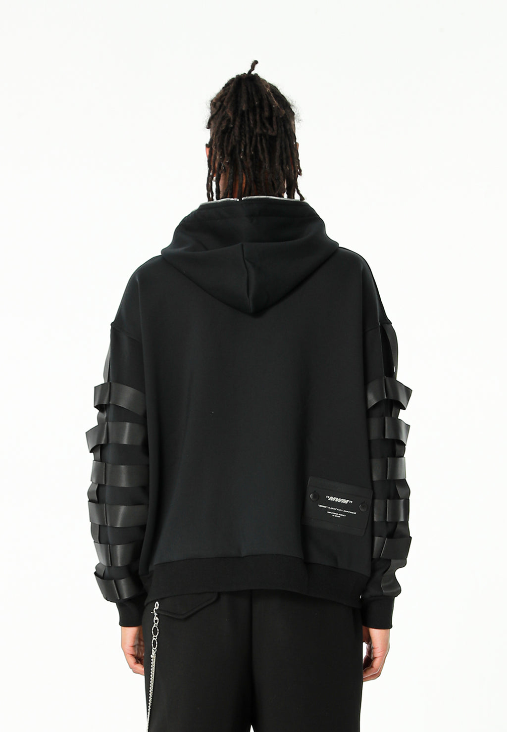 Sudadera con capucha y cintas industriales en los brazos | MWM [PS_COLORS:UNASSIGNED]