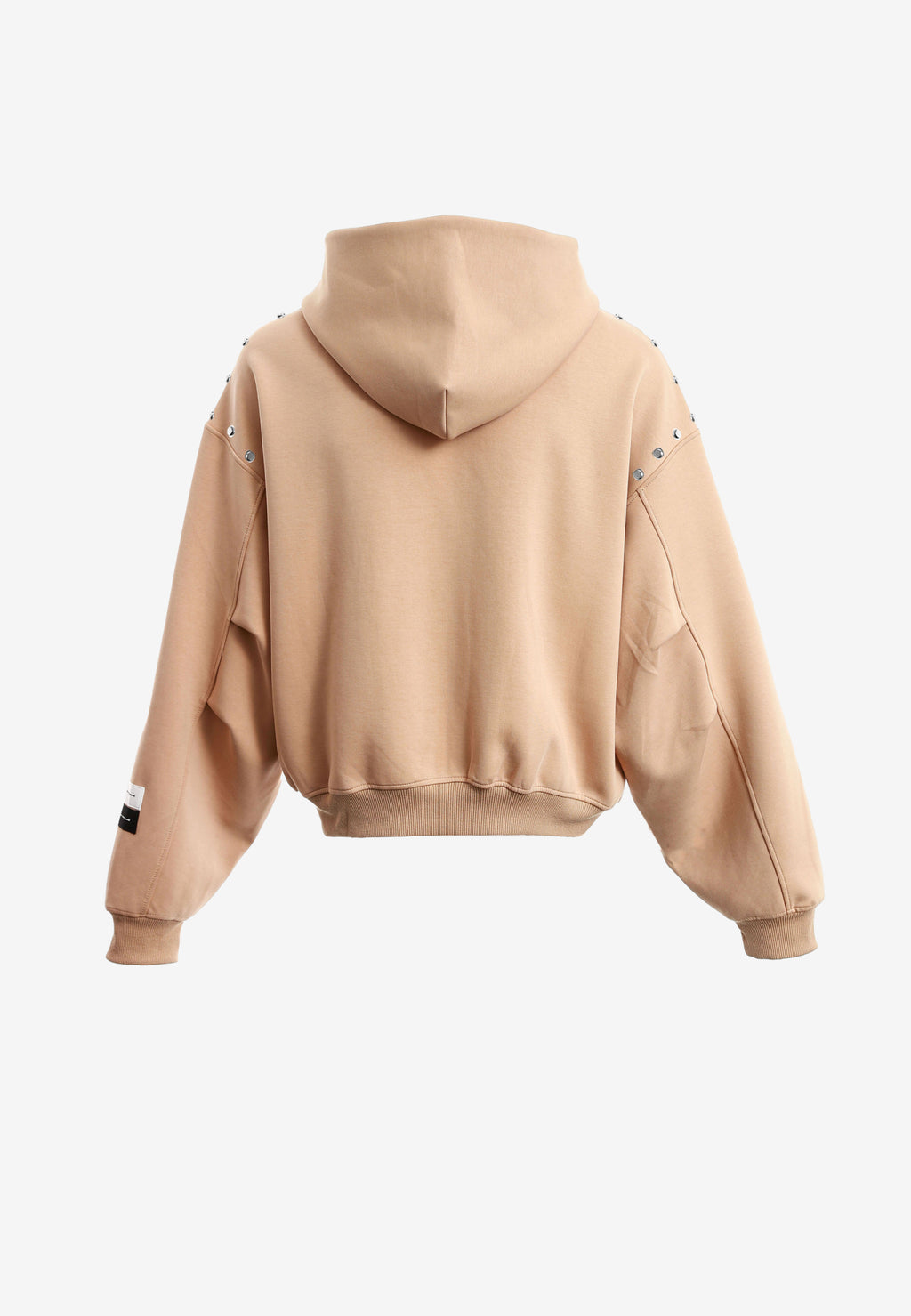 Sudadera con capucha, cremallera frontal, mangas globo y tachuelas metálicas | MWM [PS_COLORS:BEIGE]