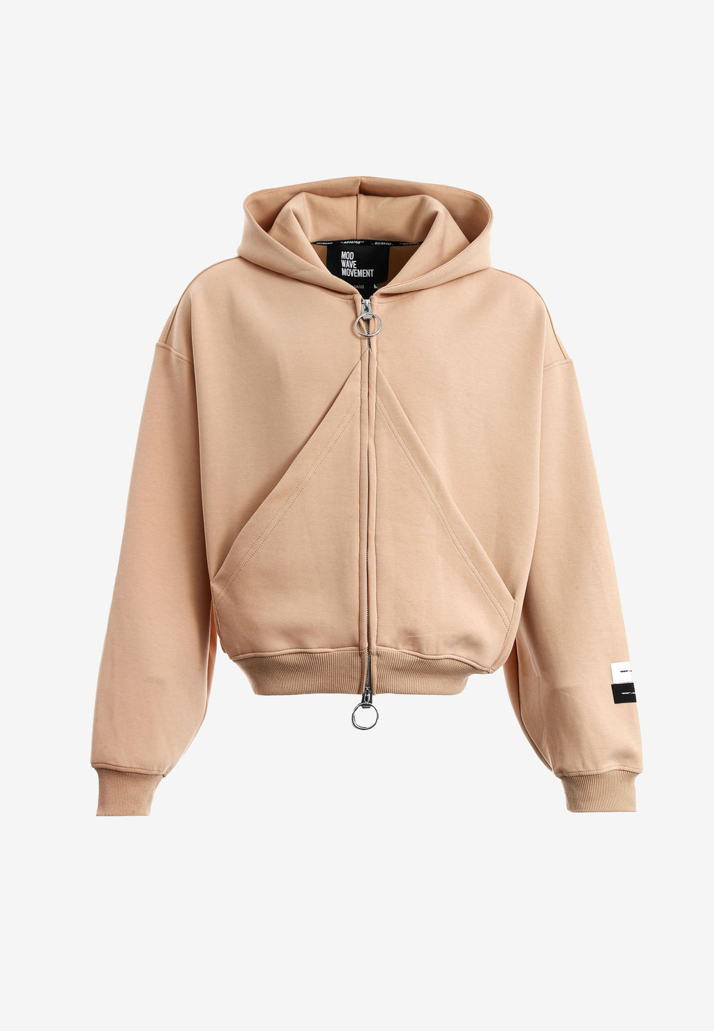 Sudadera con capucha, cremallera frontal y mangas globo | MWM [PS_COLORS:BEIGE]