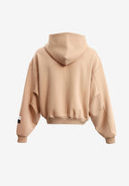 Sudadera con capucha, cremallera frontal y mangas globo | MWM [PS_COLORS:BEIGE]