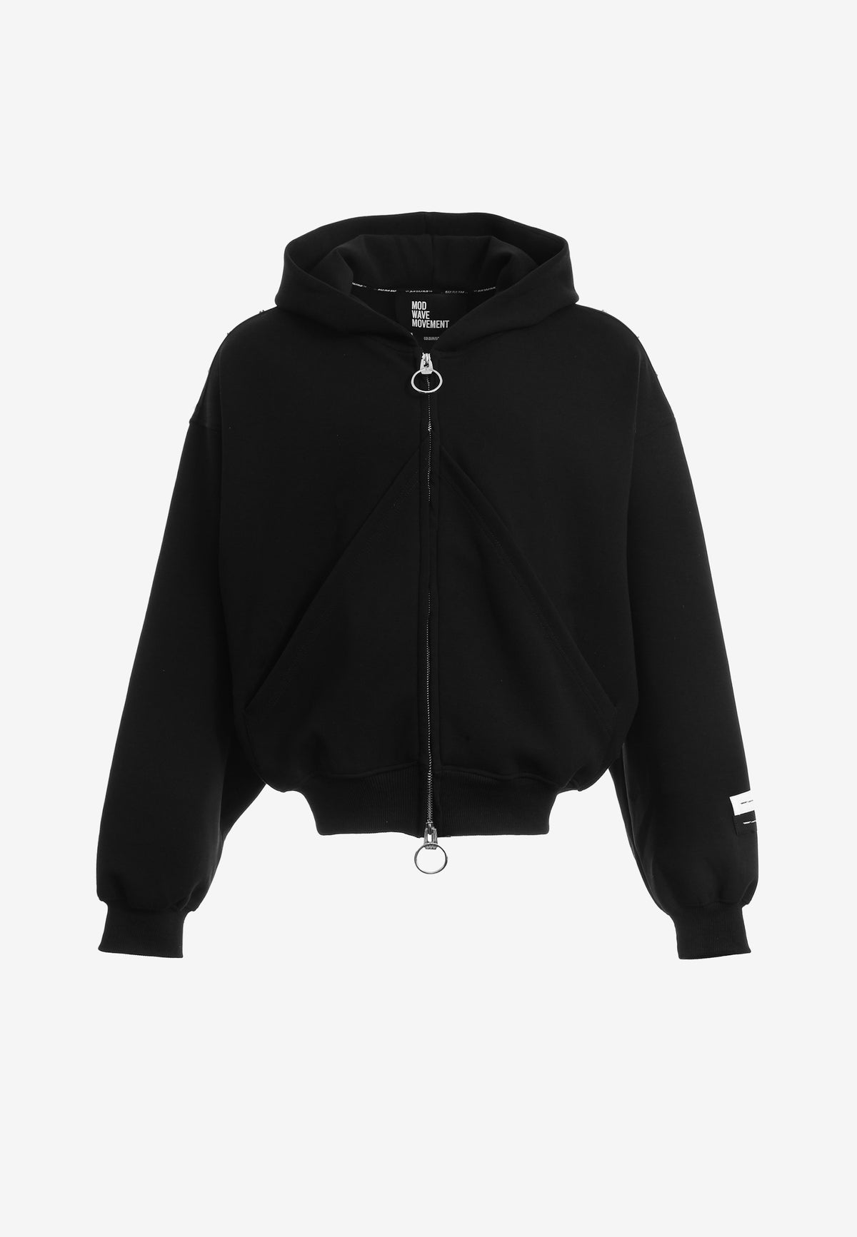 Sudadera con capucha, cremallera frontal y mangas globo | MWM [PS_COLORS:BLACK]