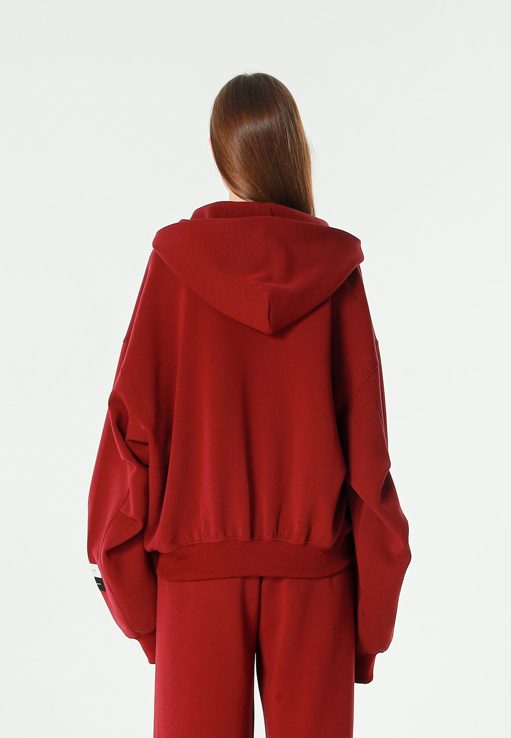Sudadera con capucha, cremallera frontal y mangas globo | MWM [PS_COLORS:BURGUNDY]