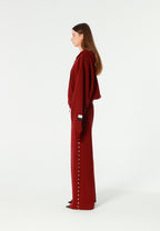 Sudadera con capucha, cremallera frontal y mangas globo | MWM [PS_COLORS:BURGUNDY]