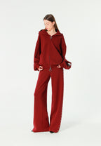 Sudadera con capucha, cremallera frontal y mangas globo | MWM [PS_COLORS:BURGUNDY]