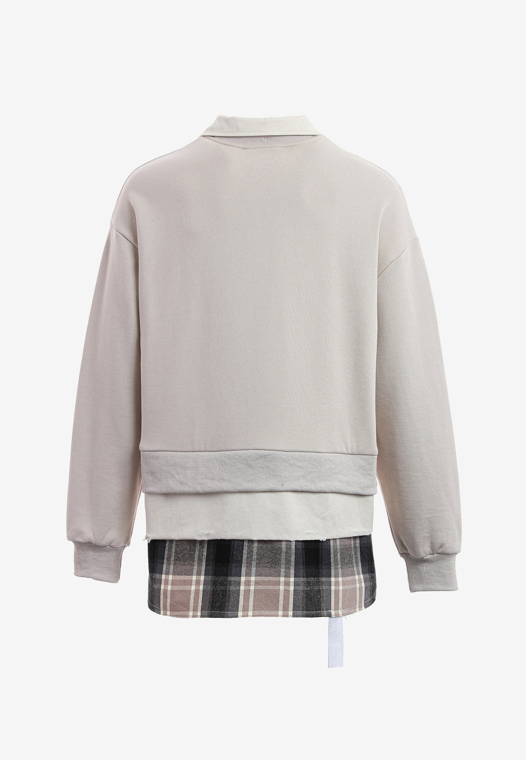 Sudadera multicapa con cuello de camisa extraíble y faldón de canvas y franela | MWM [PS_COLORS:ECRU]
