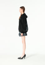 Sudadera con capucha, media cremallera y panel jacquard de chenilla con brillo | MWM [PS_COLORS:BLACK]