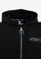 Sudadera con capucha, media cremallera y panel jacquard de chenilla con brillo | MWM [PS_COLORS:BLACK]
